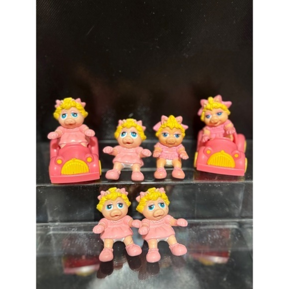 Vintage Muppet Babies Miss Piggy Figure Lot 80s Jim Henson Pink Car Toys 6pc